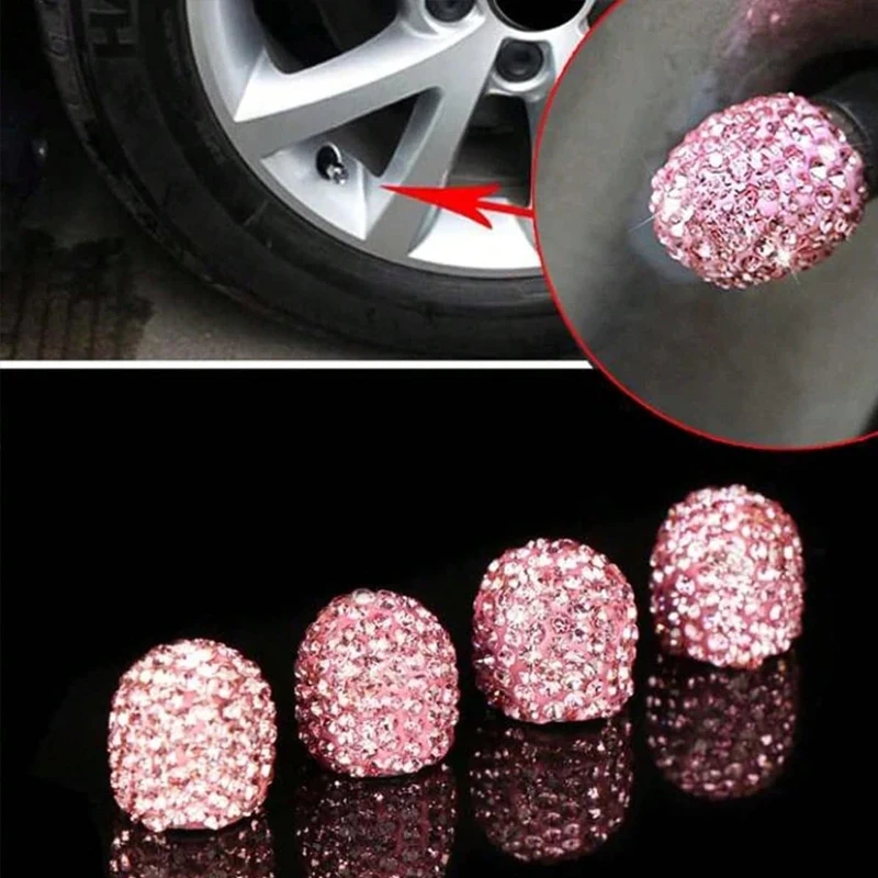 Motorcycle Valve Cover - 2/4 Stuks Diamant Autoband Ventieldopjes Shining